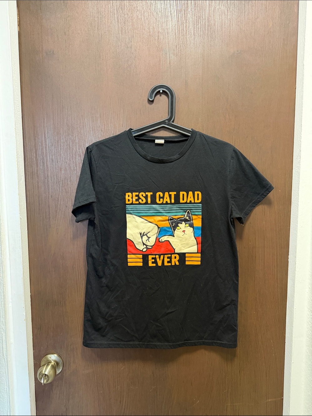 Best Cat Dad Ever Graphic Tee - Black